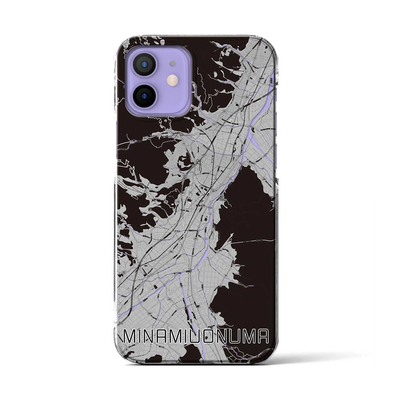 【南魚沼(新潟県)】地図柄iPhoneケース(クリアタイプ)モノトーン・iPhone 12 / 12 Pro 用