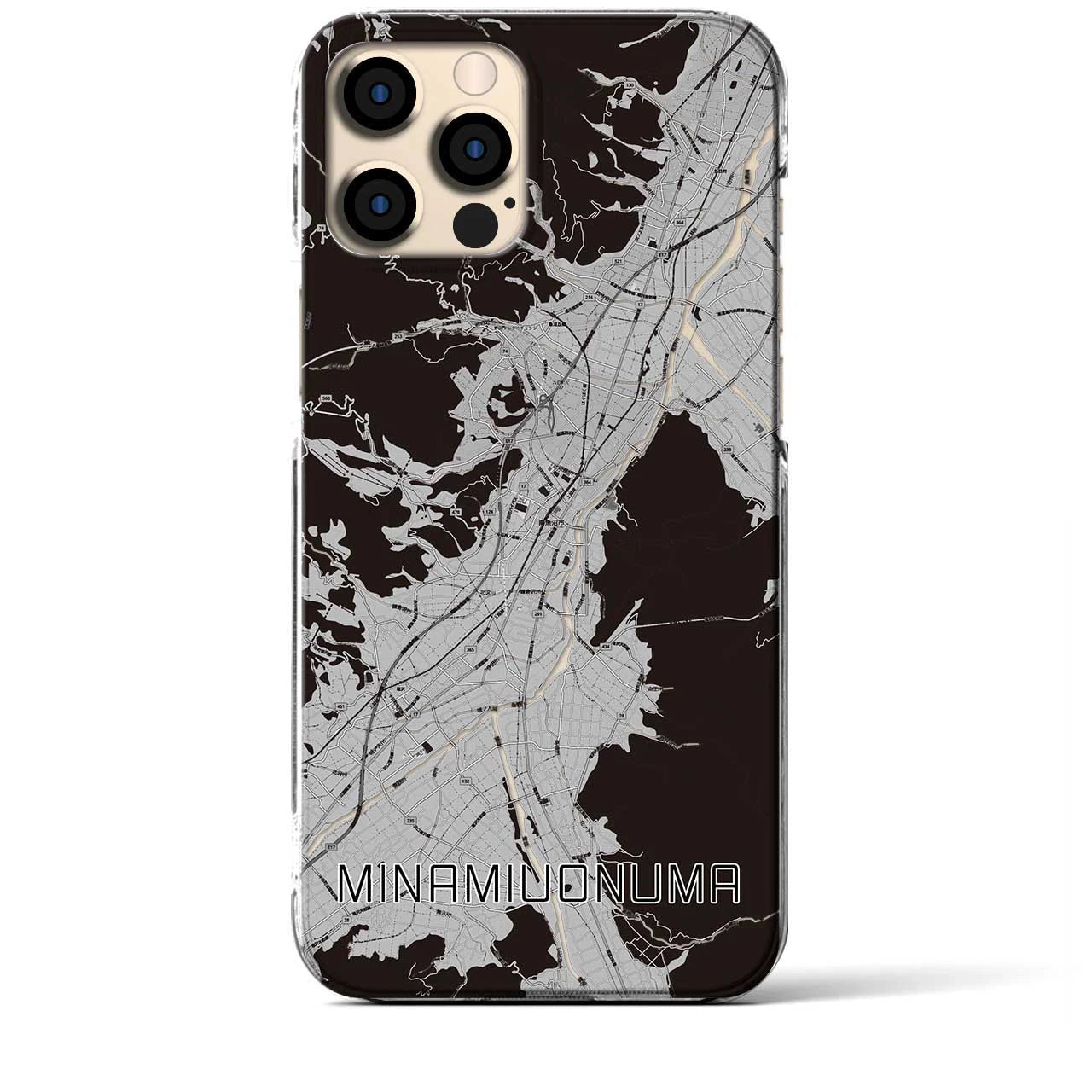 【南魚沼(新潟県)】地図柄iPhoneケース(クリアタイプ)モノトーン・iPhone 12 Pro Max 用