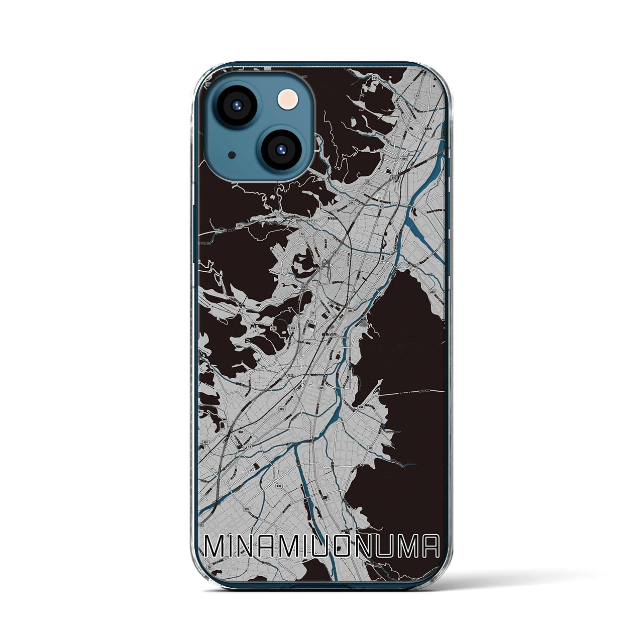 【南魚沼(新潟県)】地図柄iPhoneケース(クリアタイプ)モノトーン・iPhone 13 用