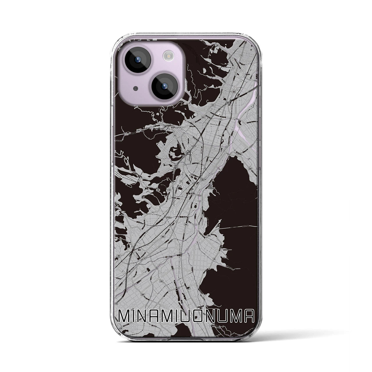 【南魚沼(新潟県)】地図柄iPhoneケース(クリアタイプ)モノトーン・iPhone 14 用