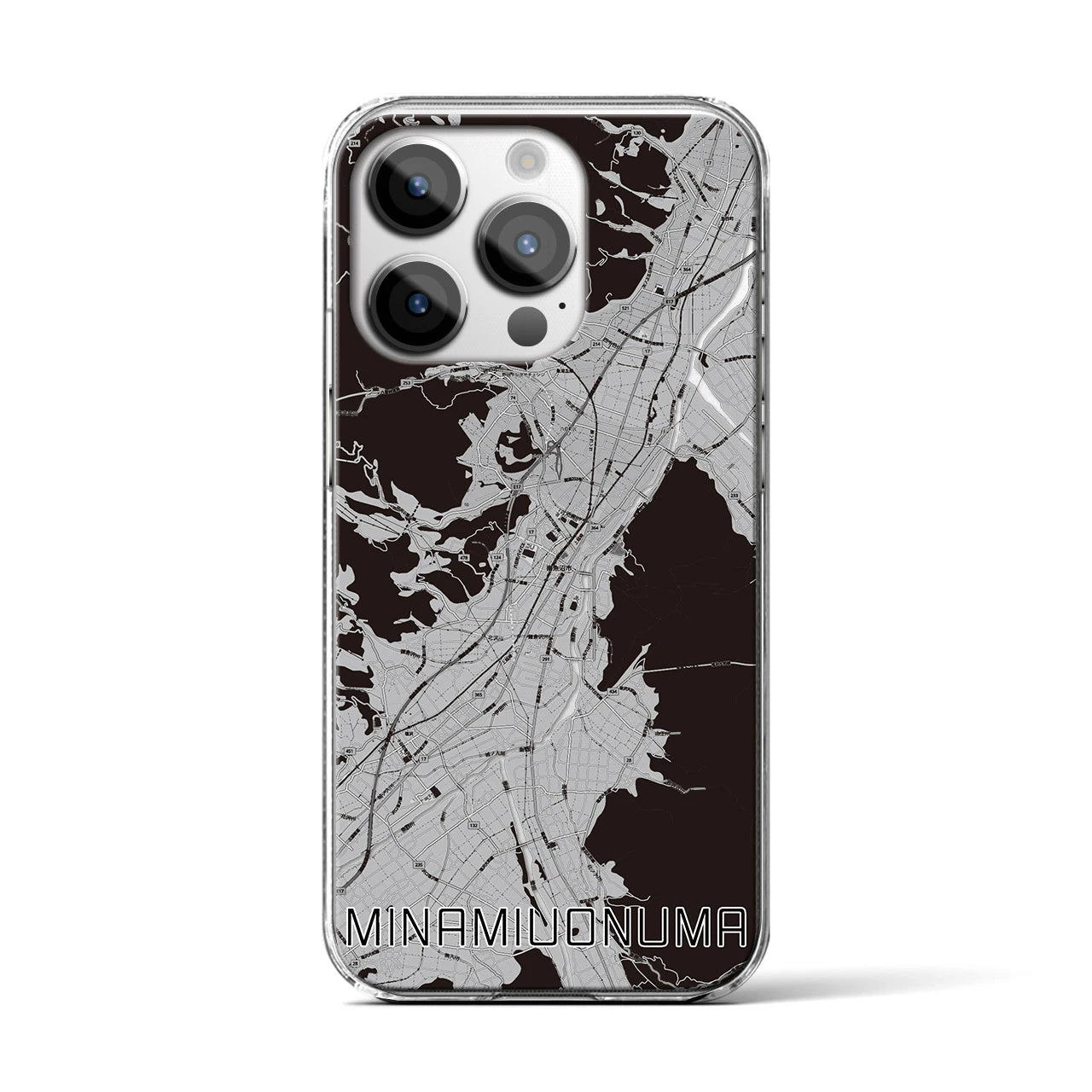 【南魚沼(新潟県)】地図柄iPhoneケース(クリアタイプ)モノトーン・iPhone 14 Pro 用