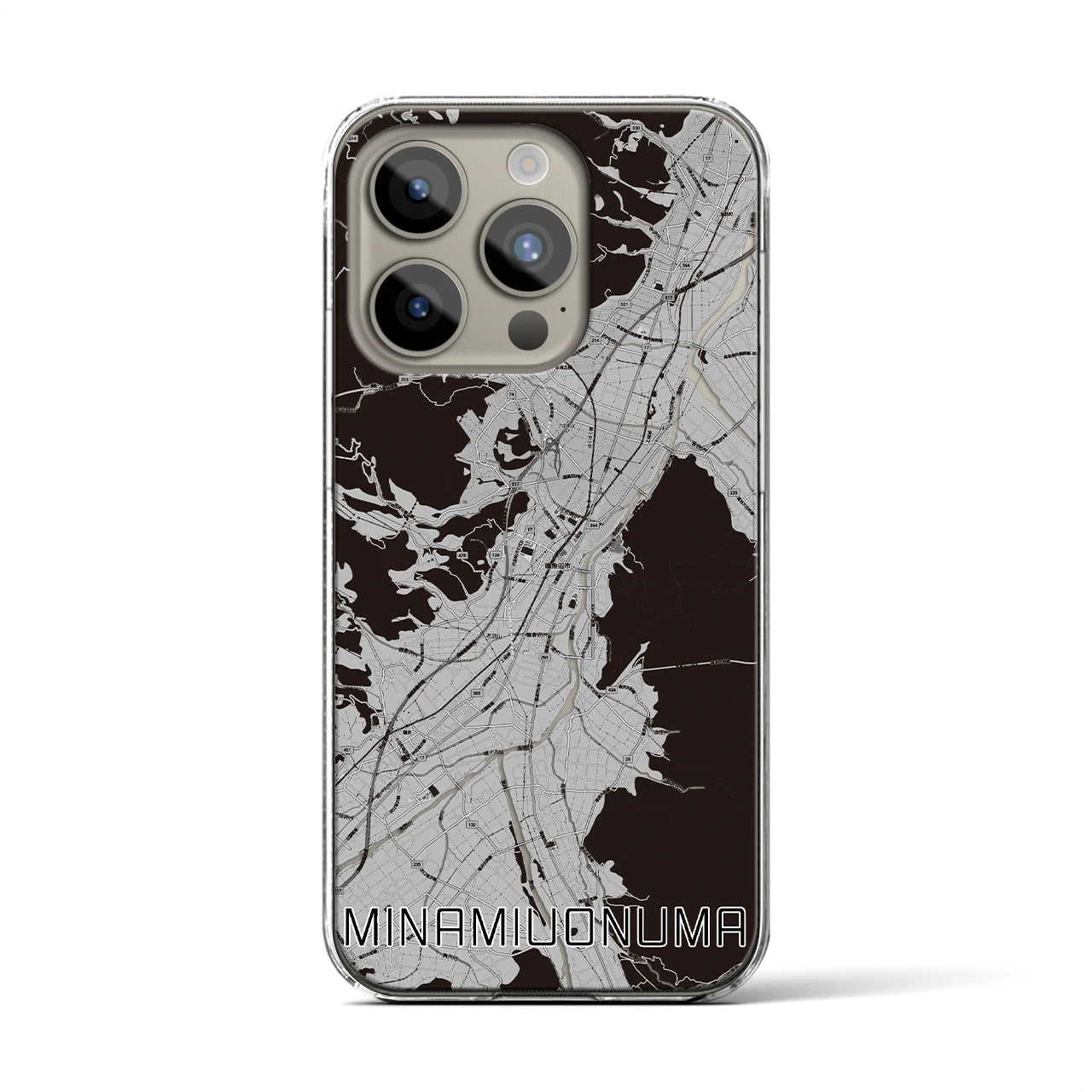 【南魚沼(新潟県)】地図柄iPhoneケース(クリアタイプ)モノトーン・iPhone 15 Pro 用