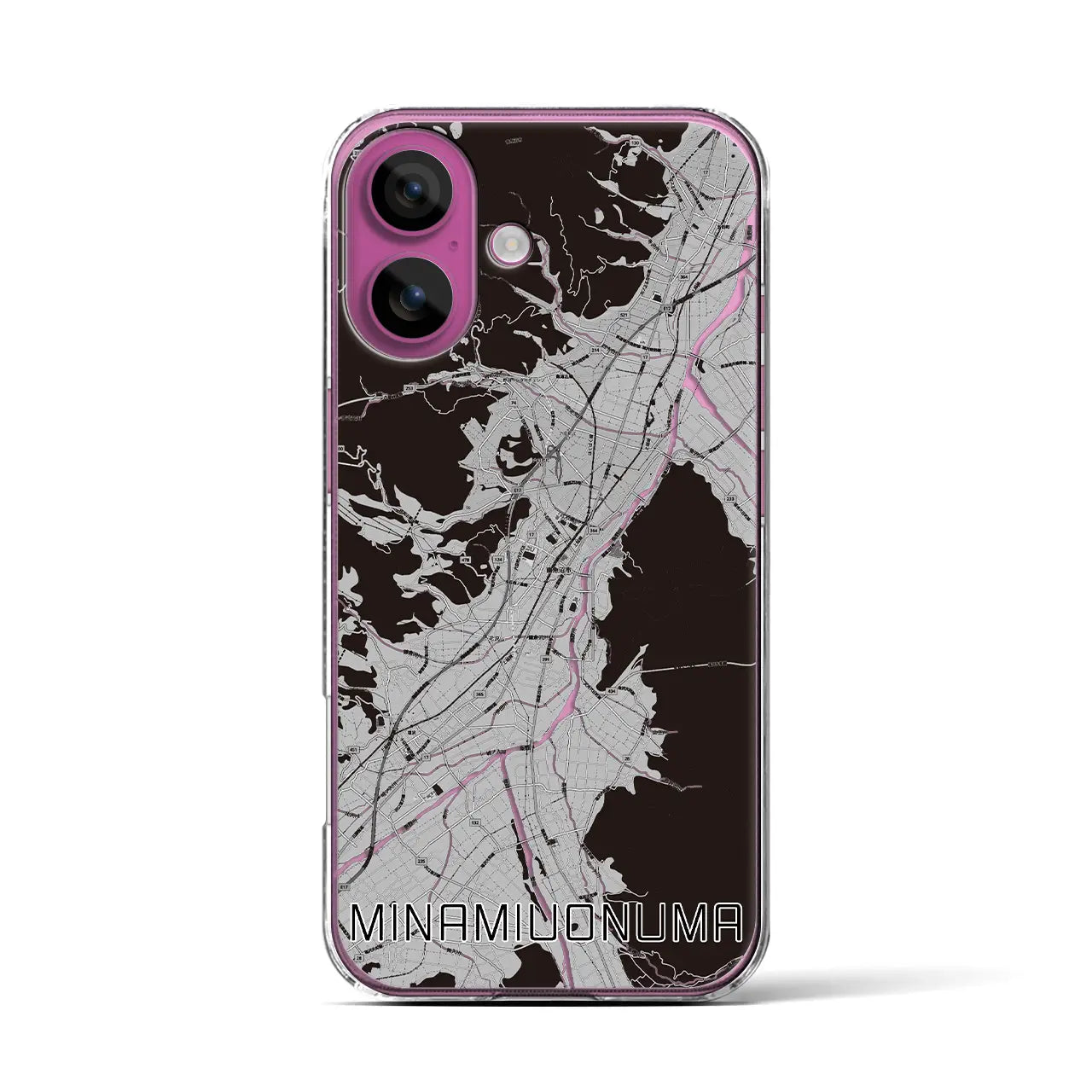 【南魚沼(新潟県)】地図柄iPhoneケース(クリアタイプ)モノトーン・iPhone 16 Pro 用