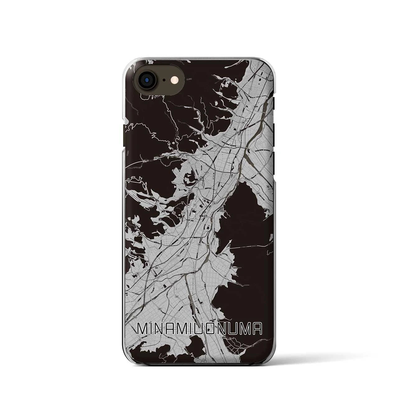 【南魚沼(新潟県)】地図柄iPhoneケース(クリアタイプ)モノトーン・iPhone SE(第3 / 第2世代) / 8 / 7 / 6s / 6 用