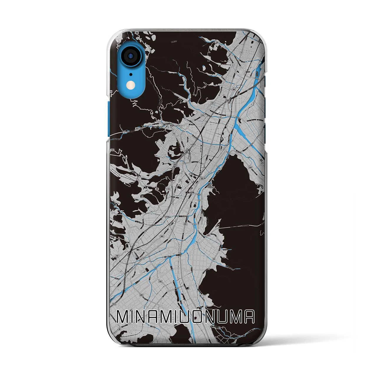 【南魚沼(新潟県)】地図柄iPhoneケース(クリアタイプ)モノトーン・iPhone XR 用