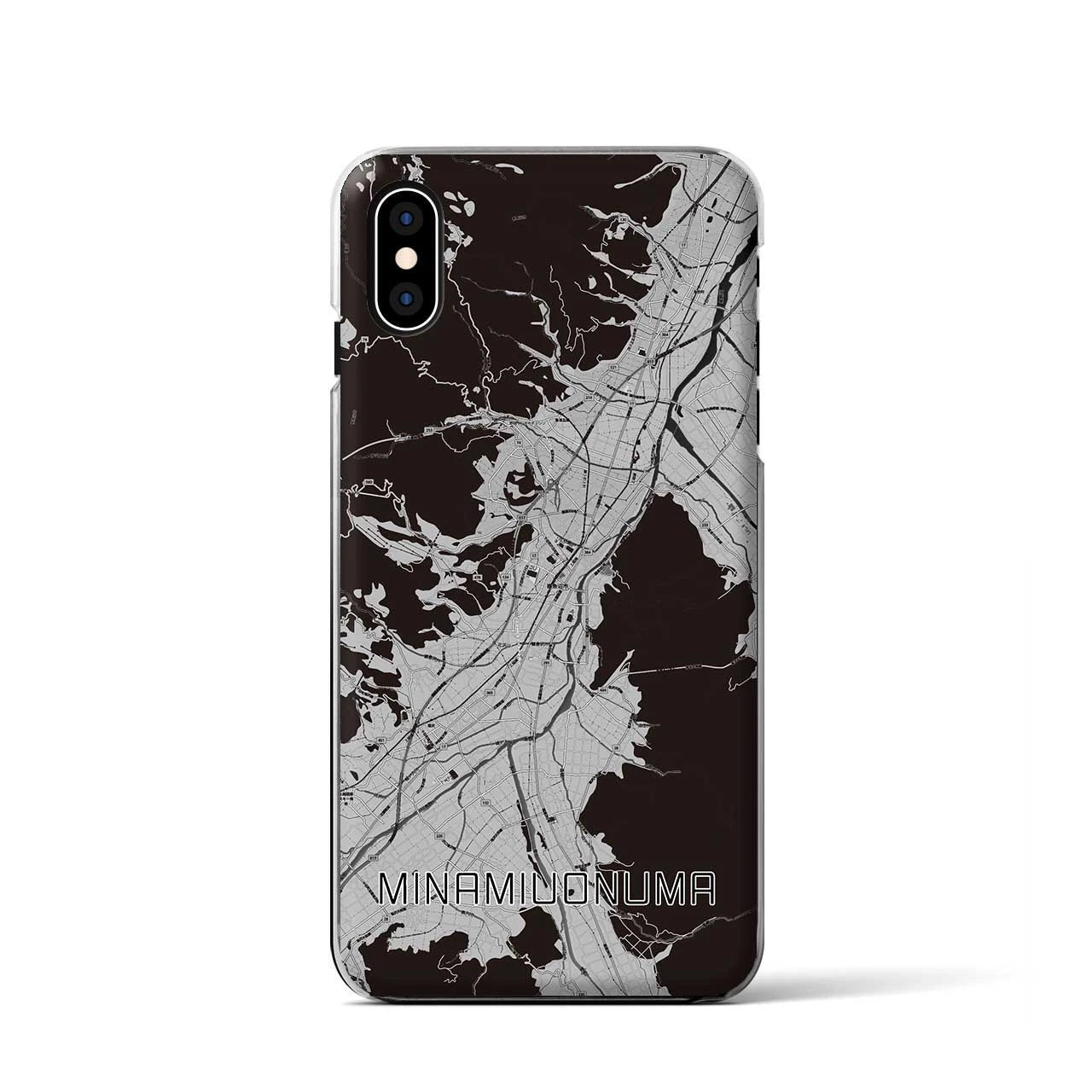 【南魚沼(新潟県)】地図柄iPhoneケース(クリアタイプ)モノトーン・iPhone XS / X 用