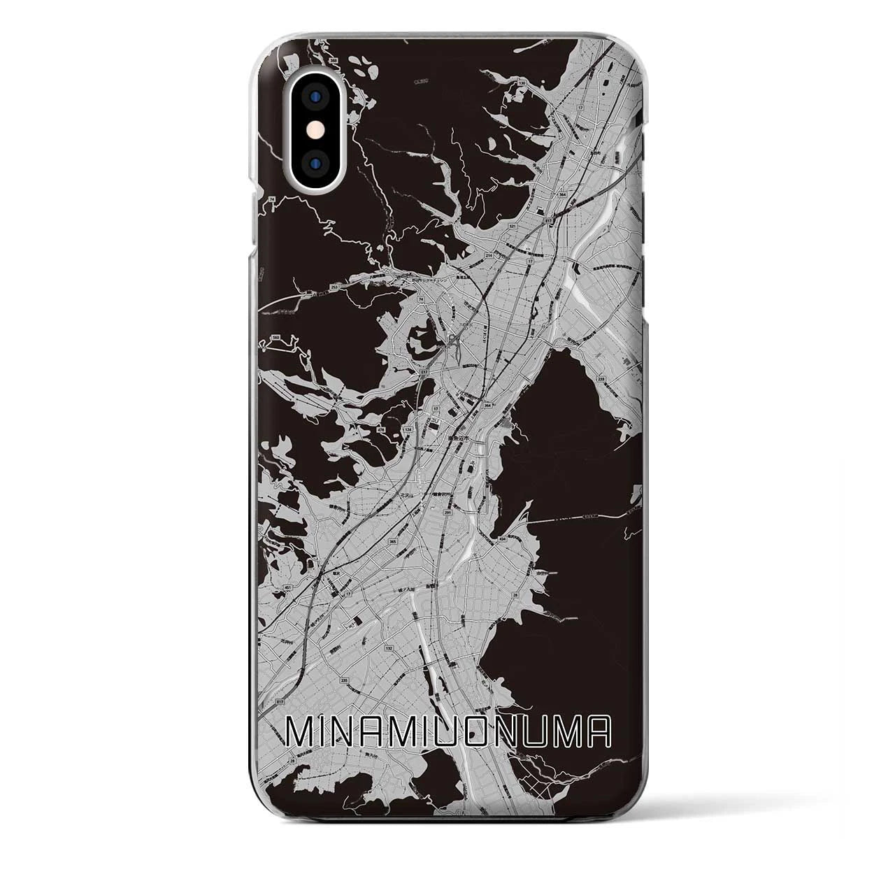 【南魚沼(新潟県)】地図柄iPhoneケース(クリアタイプ)モノトーン・iPhone XS Max 用
