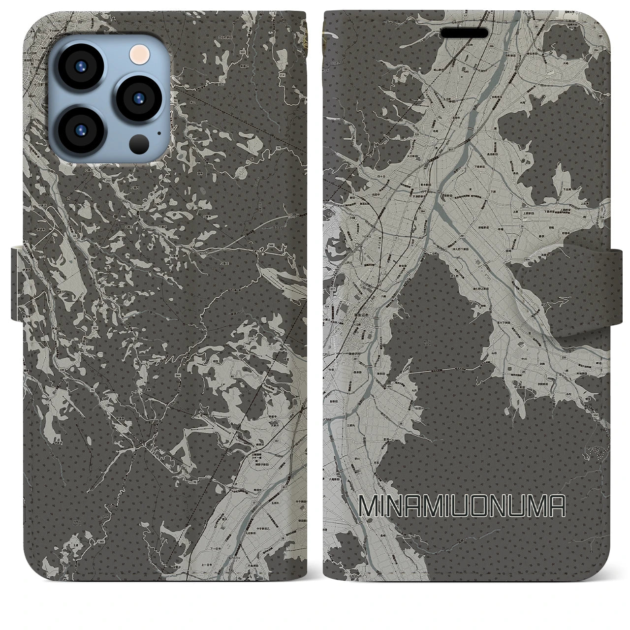 【南魚沼(新潟県)】地図柄iPhoneケース(手帳タイプ)