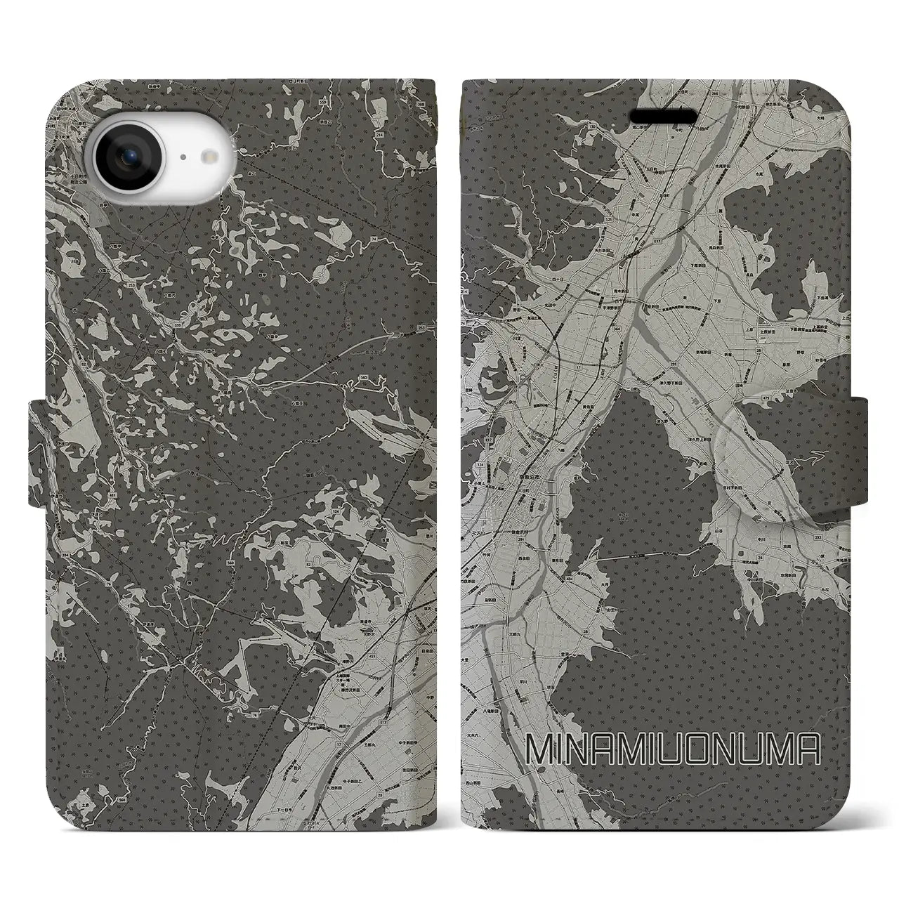 【南魚沼(新潟県)】地図柄iPhoneケース(手帳タイプ)