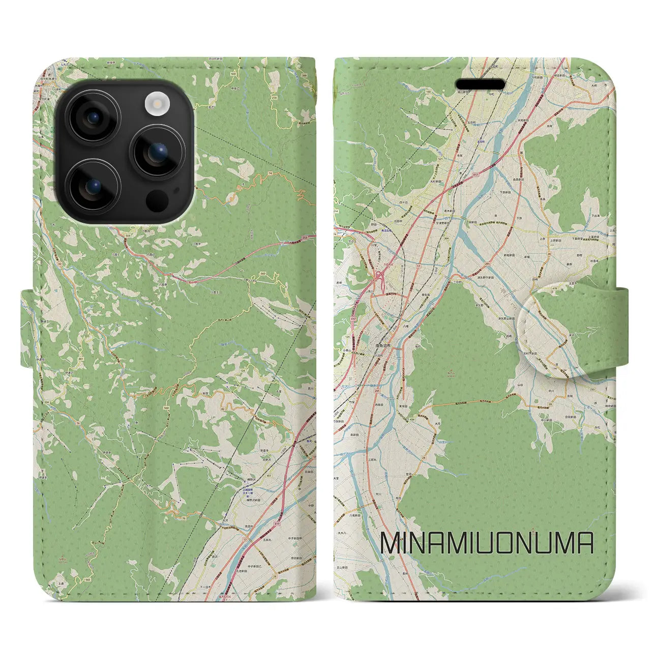 【南魚沼(新潟県)】地図柄iPhoneケース(手帳タイプ)ナチュラル・iPhone 16 用
