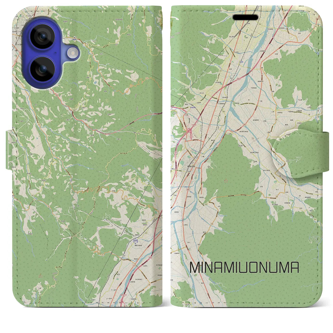 【南魚沼(新潟県)】地図柄iPhoneケース(手帳タイプ)ナチュラル・iPhone 16 Pro Max 用