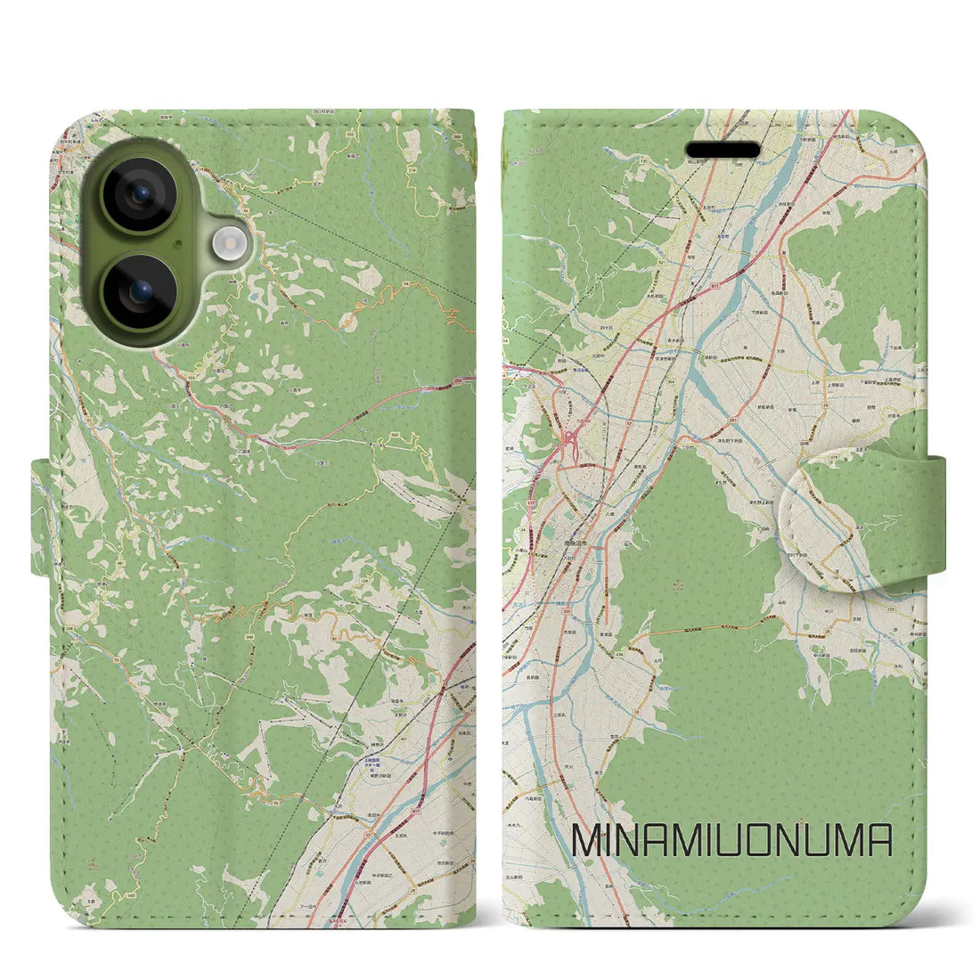 【南魚沼(新潟県)】地図柄iPhoneケース(手帳タイプ)ナチュラル・iPhone 17 Pro Max 用