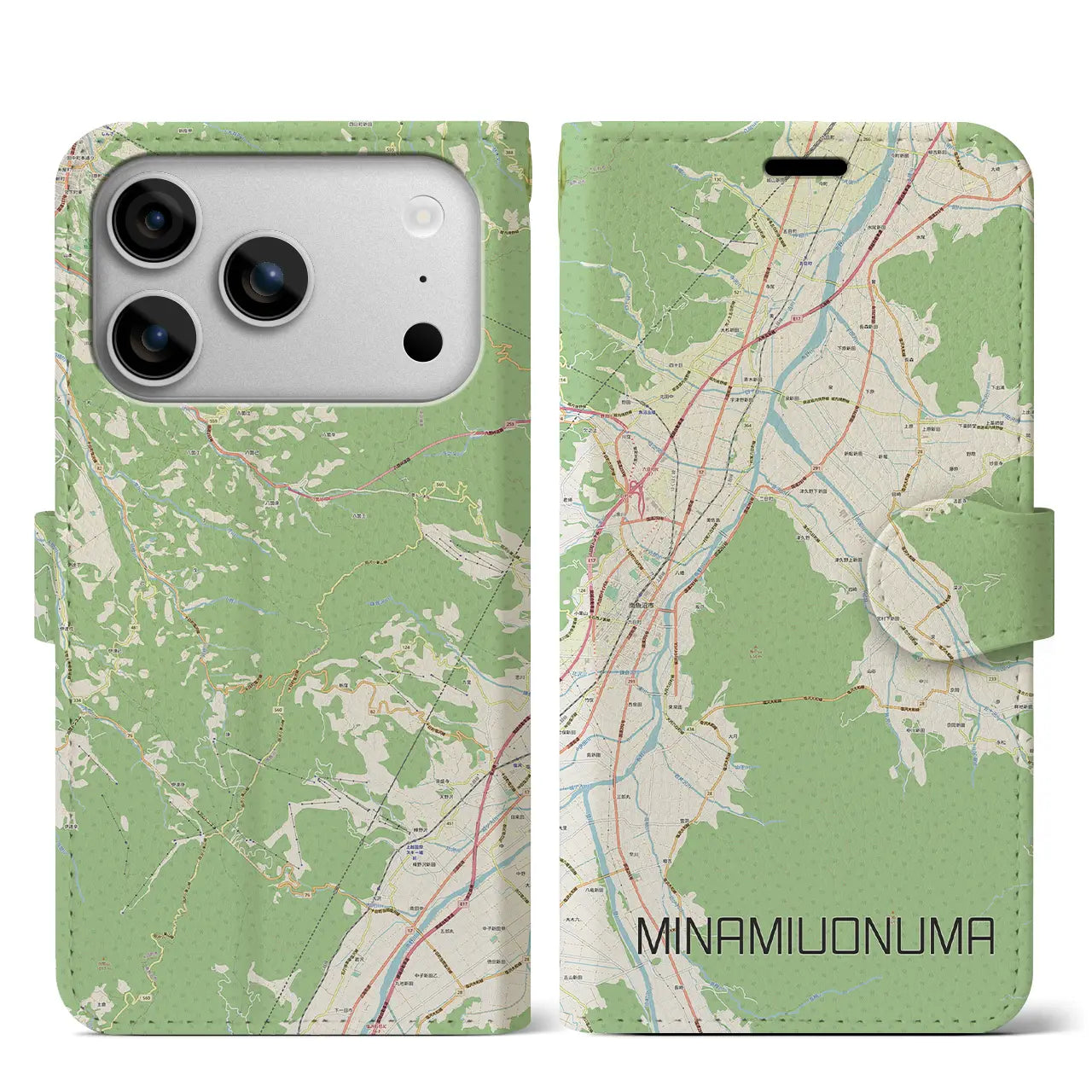 【南魚沼(新潟県)】地図柄iPhoneケース(手帳タイプ)