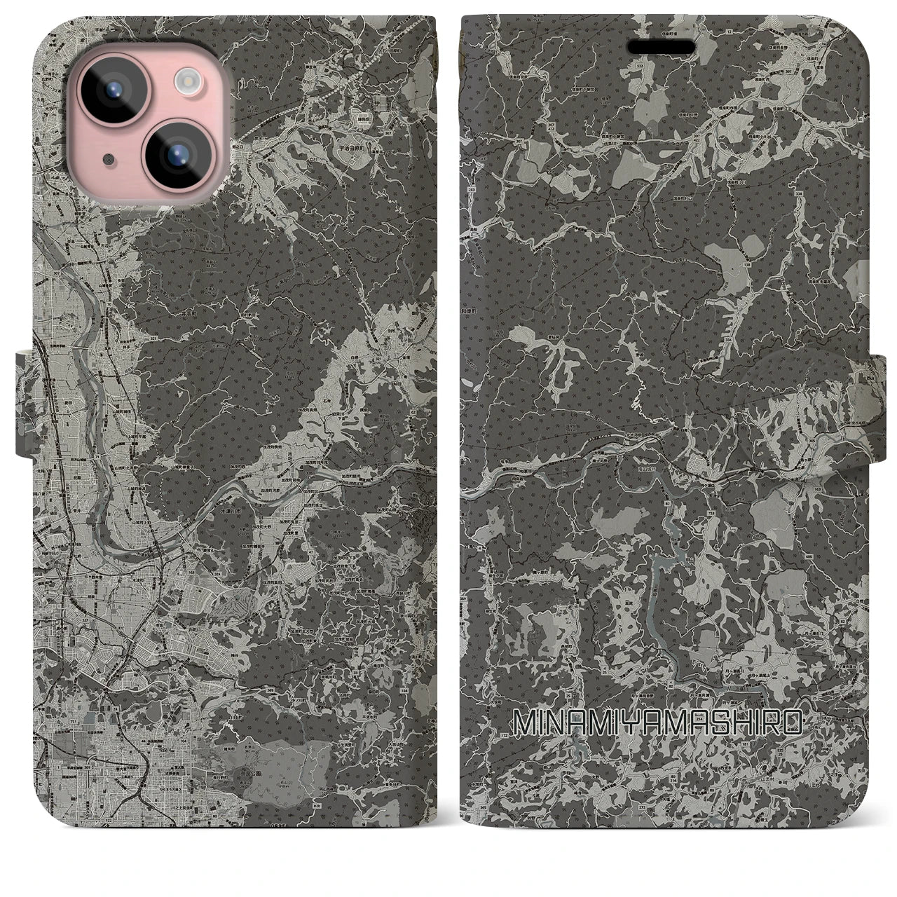 【南山城(京都府)】地図柄iPhoneケース(手帳タイプ)