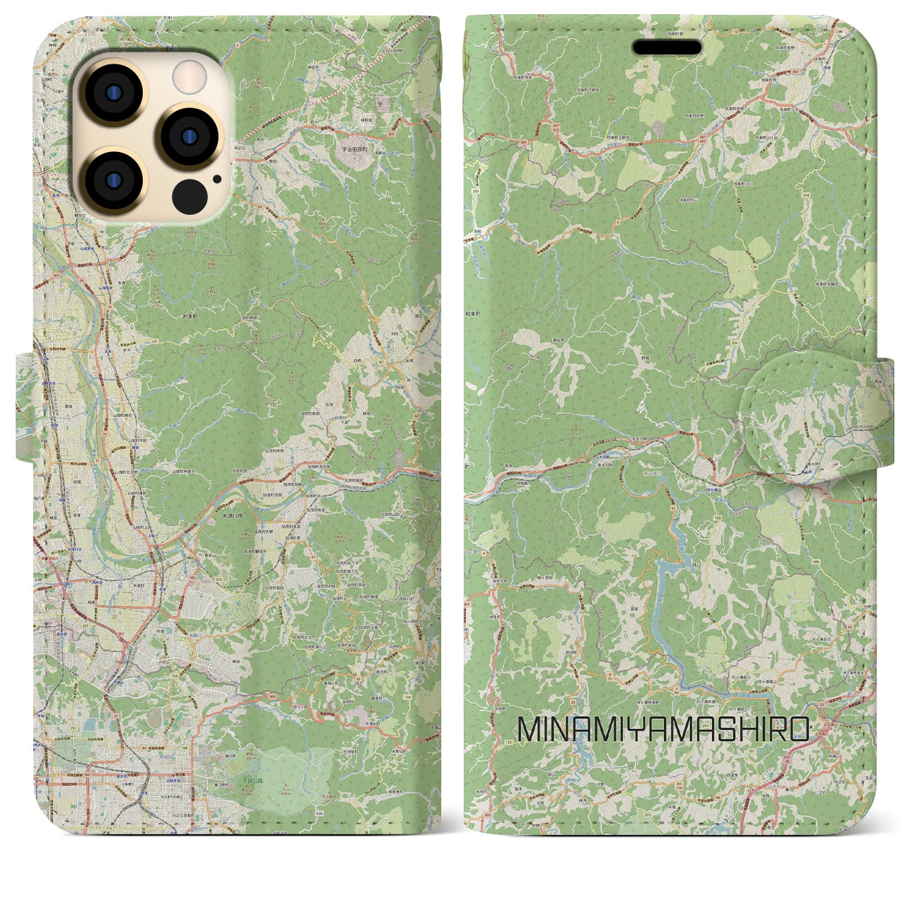 【南山城(京都府)】地図柄iPhoneケース(手帳タイプ)ナチュラル・iPhone 12 Pro Max 用