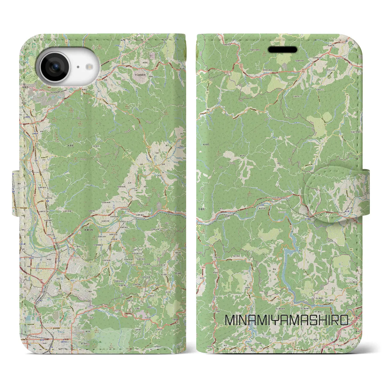 【南山城(京都府)】地図柄iPhoneケース(手帳タイプ)
