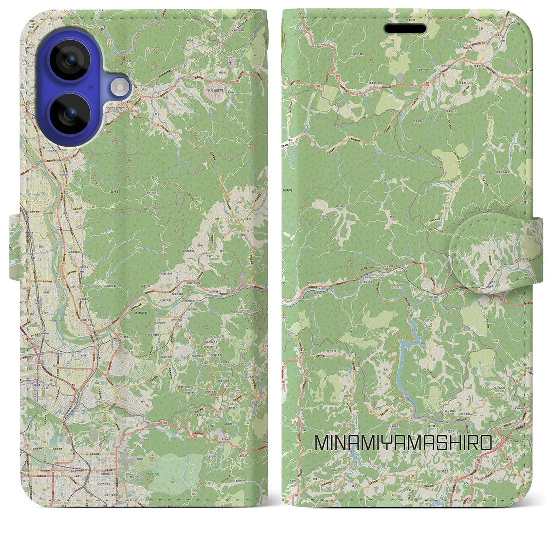 【南山城(京都府)】地図柄iPhoneケース(手帳タイプ)ナチュラル・iPhone 16 Pro Max 用