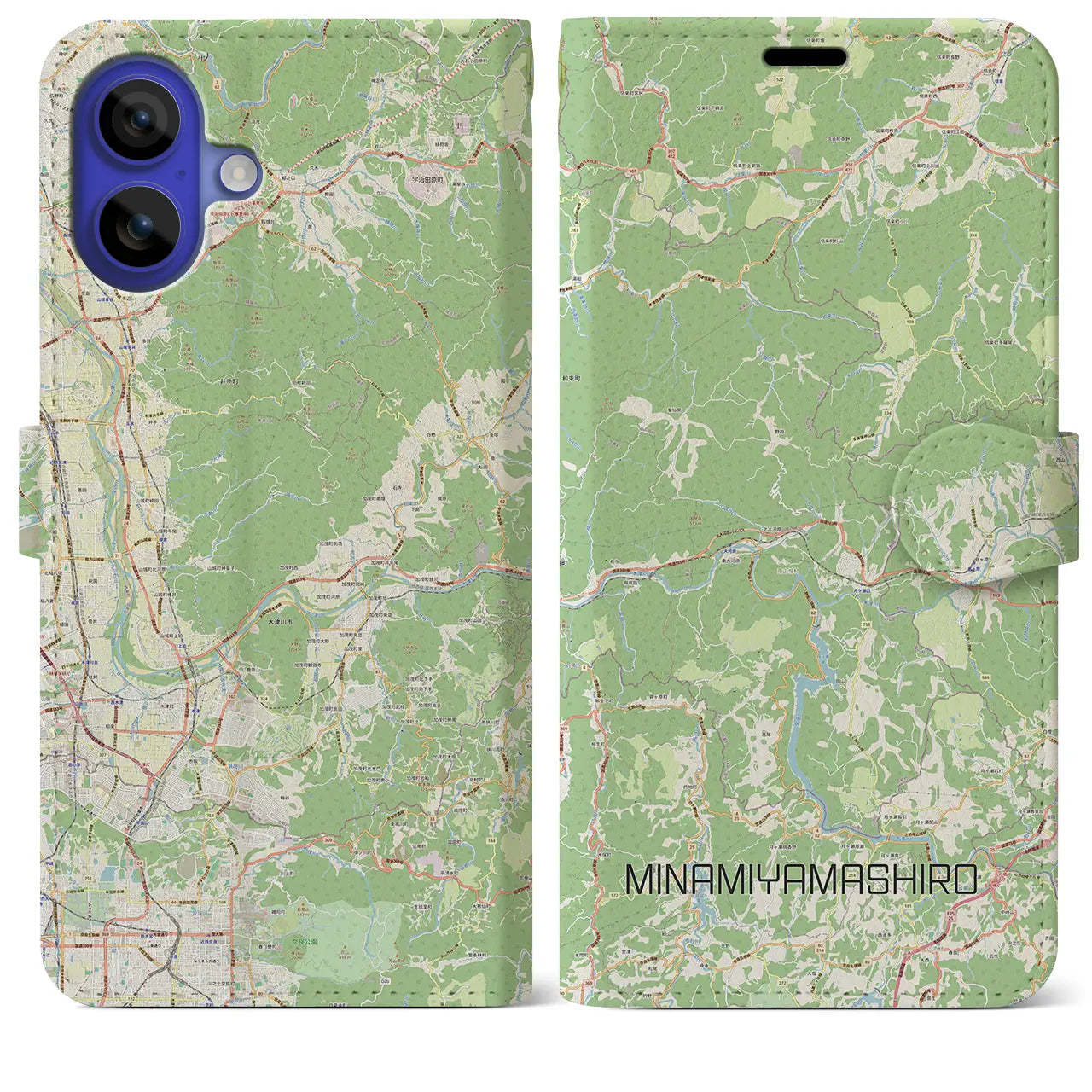 【南山城(京都府)】地図柄iPhoneケース(手帳タイプ)ナチュラル・iPhone 16 Pro Max 用