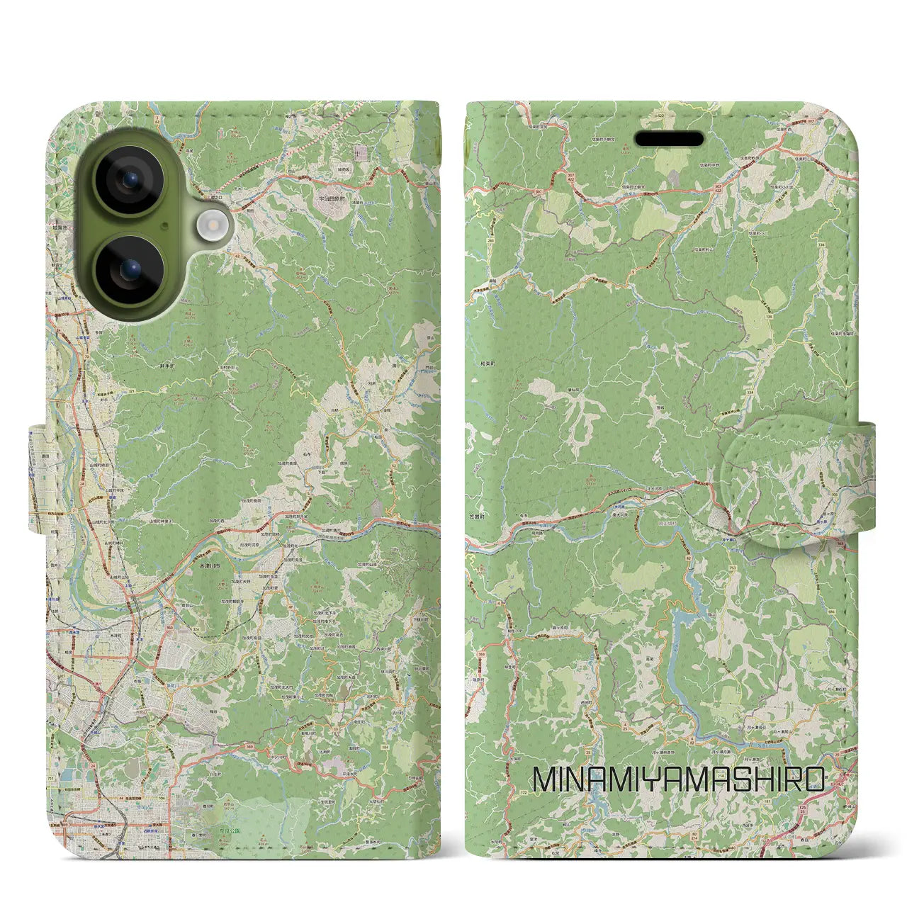 【南山城(京都府)】地図柄iPhoneケース(手帳タイプ)