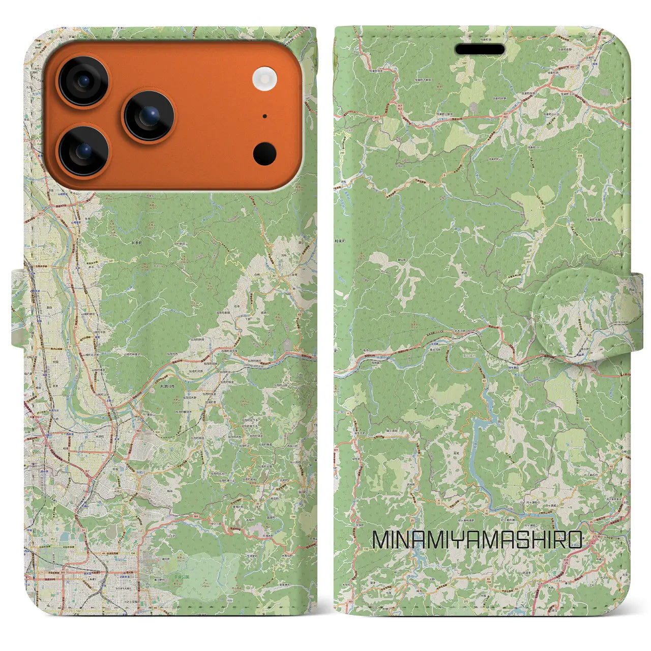 【南山城(京都府)】地図柄iPhoneケース(手帳タイプ)ナチュラル・iPhone 17 Pro Max 用