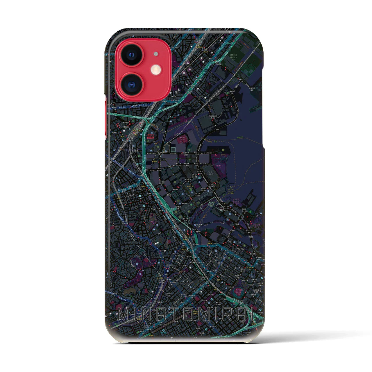 【みなとみらい(神奈川県)】地図柄iPhoneケース(バックカバータイプ)