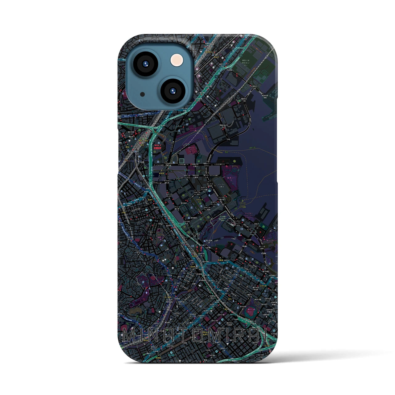 【みなとみらい(神奈川県)】地図柄iPhoneケース(バックカバータイプ)