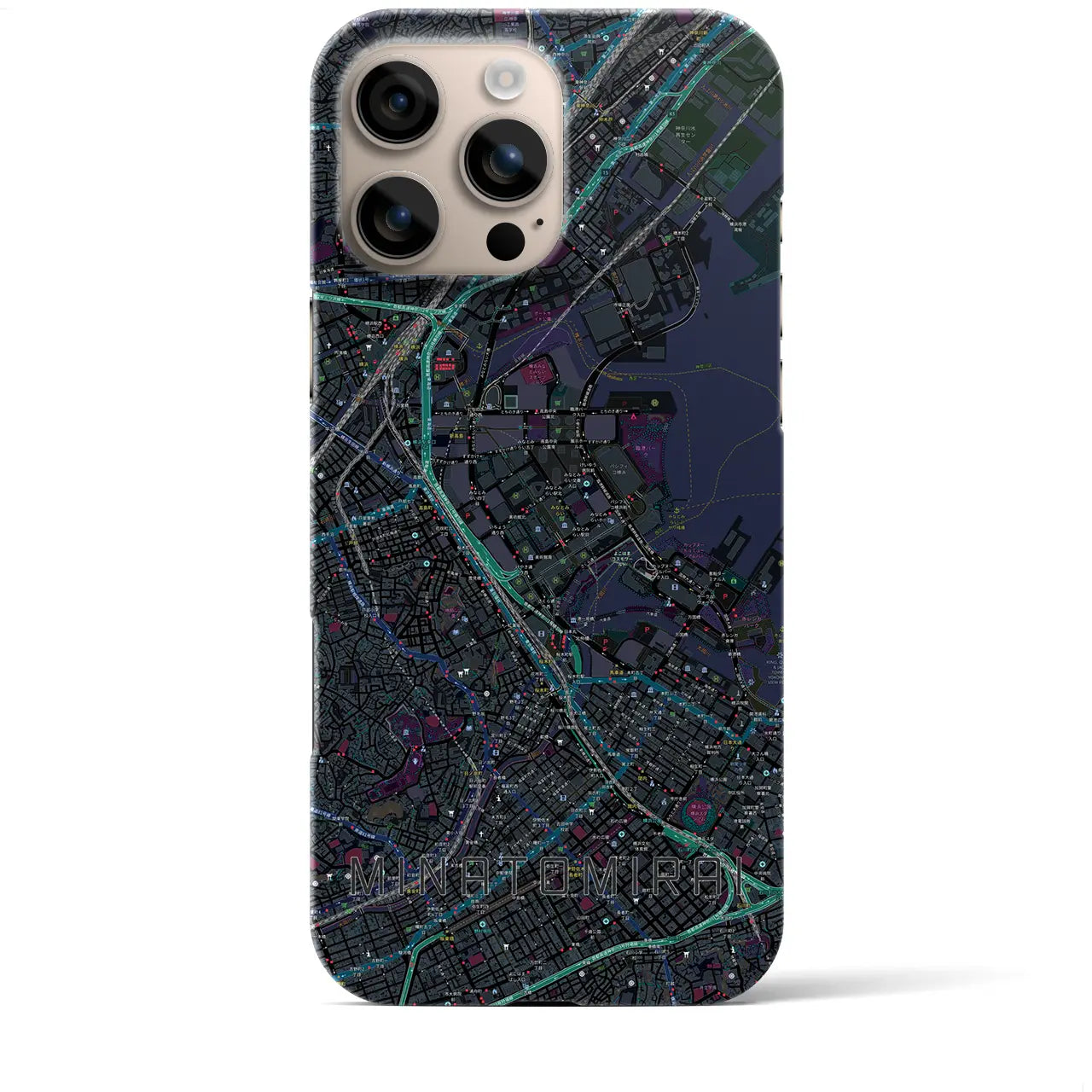 【みなとみらい(神奈川県)】地図柄iPhoneケース(バックカバータイプ)