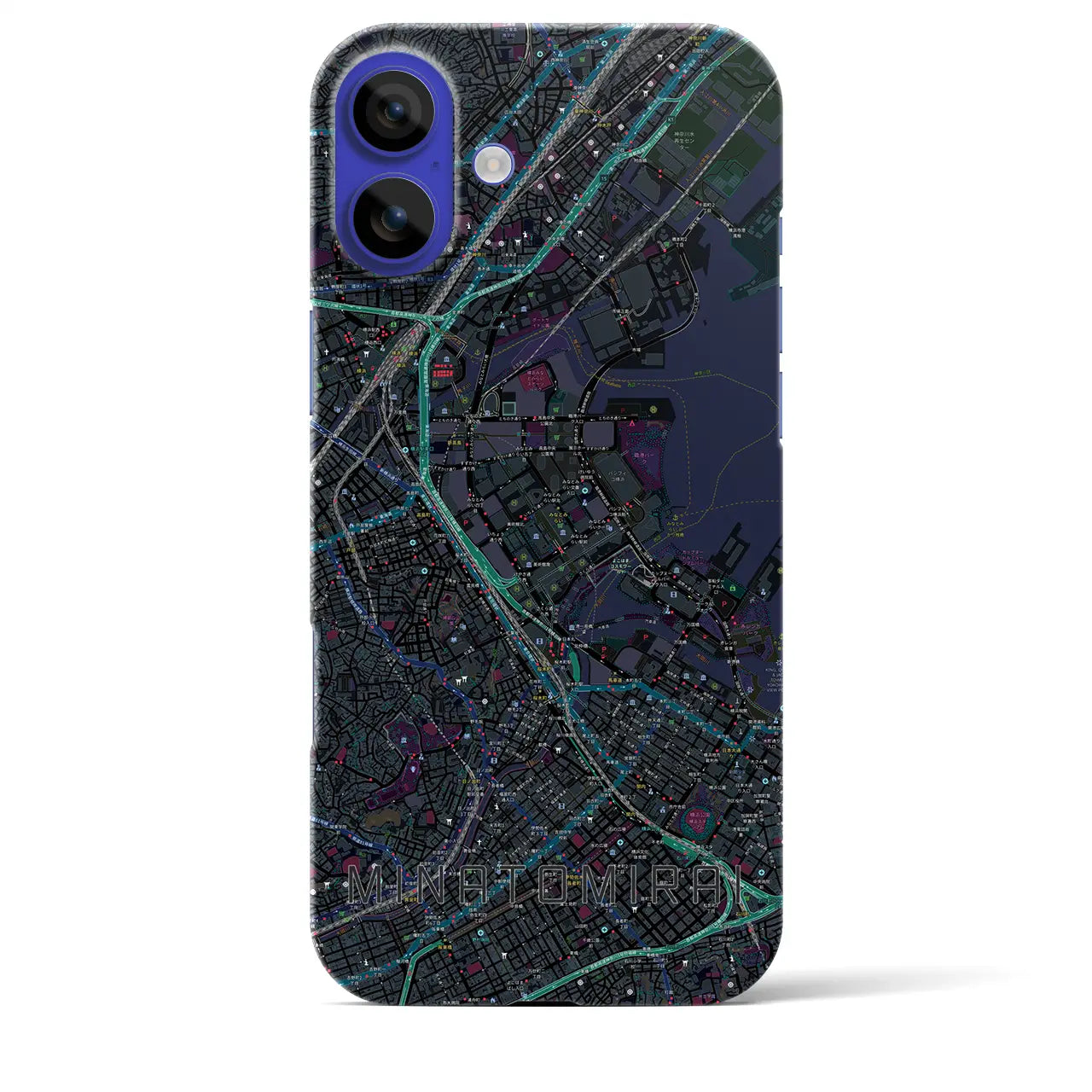 【みなとみらい(神奈川県)】地図柄iPhoneケース(バックカバータイプ)