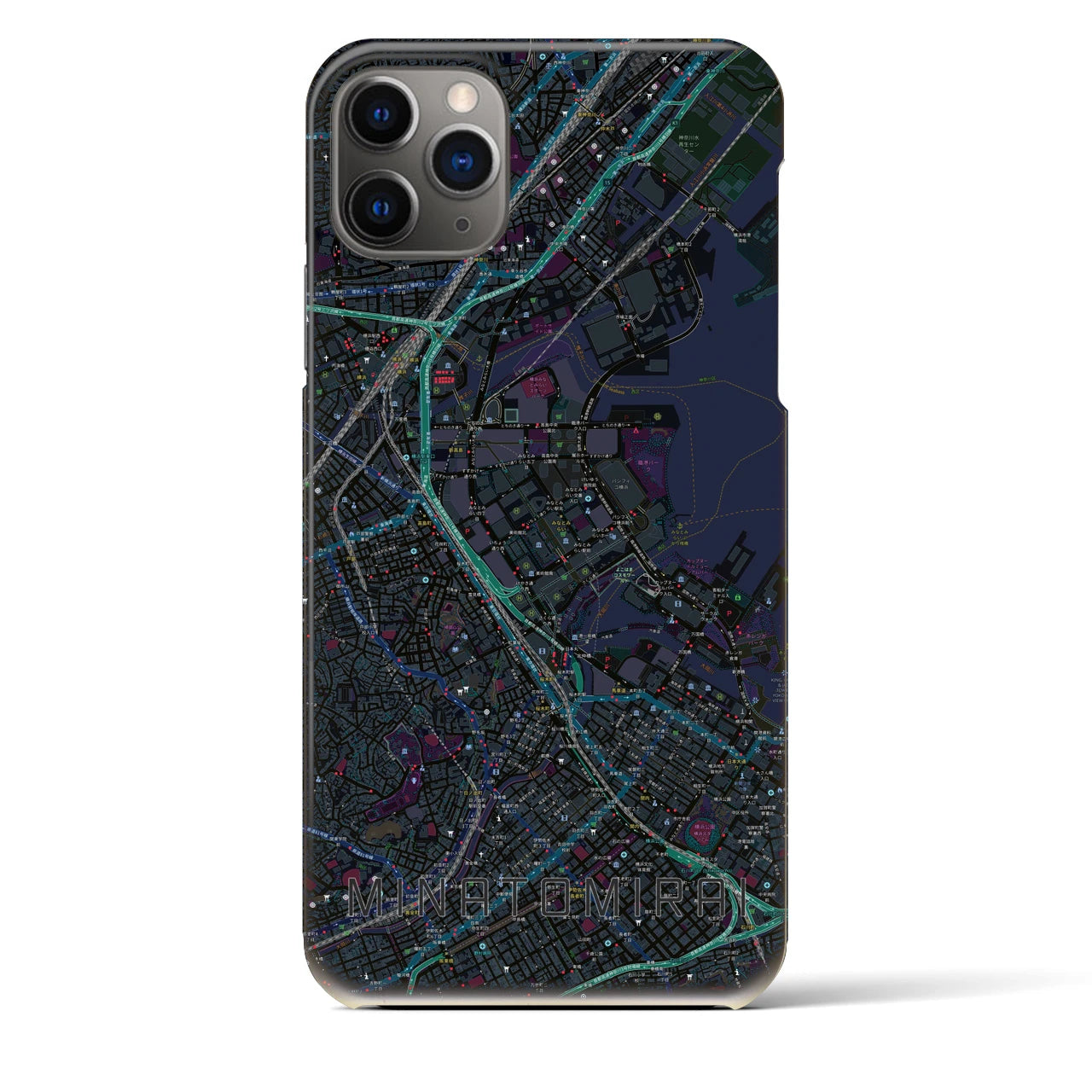 【みなとみらい(神奈川県)】地図柄iPhoneケース(バックカバータイプ)