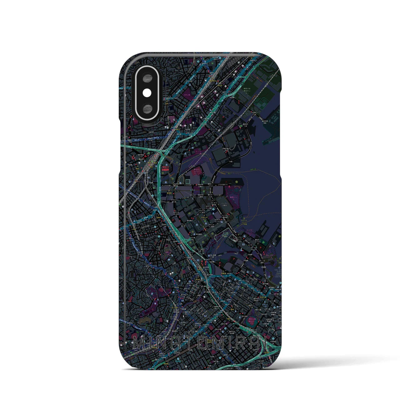【みなとみらい(神奈川県)】地図柄iPhoneケース(バックカバータイプ)