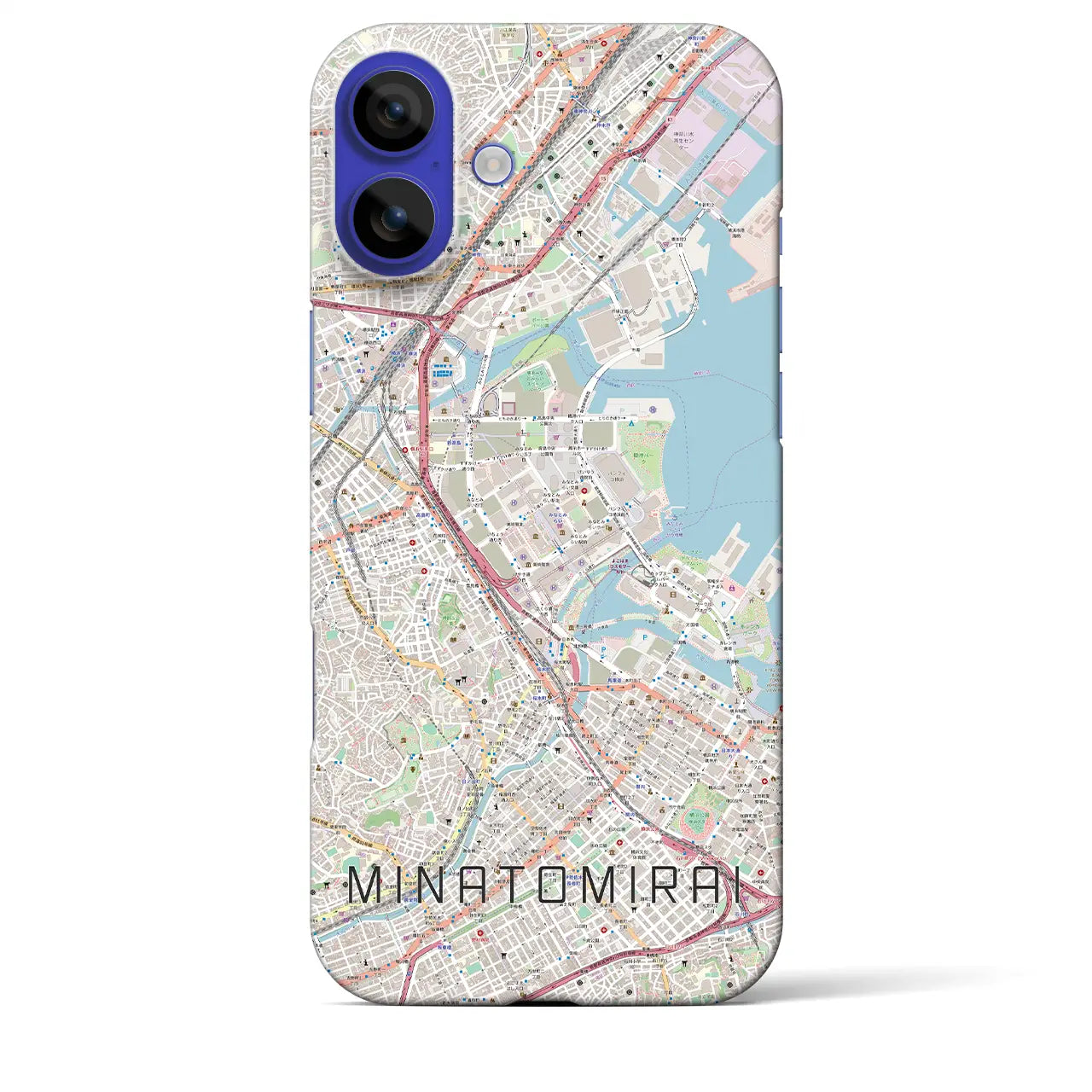 【みなとみらい(神奈川県)】地図柄iPhoneケース(バックカバータイプ)ナチュラル・iPhone 16 Pro Max 用
