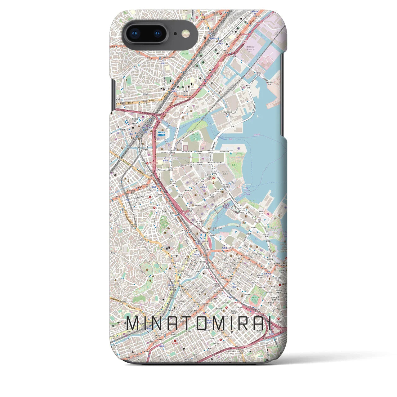 【みなとみらい(神奈川県)】地図柄iPhoneケース(バックカバータイプ)