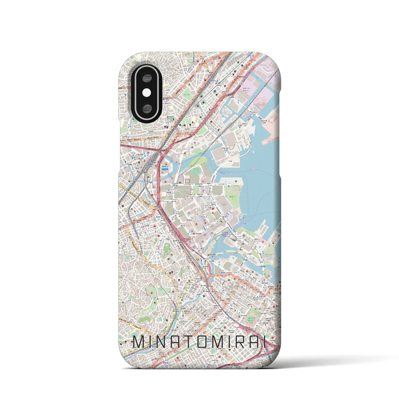 【みなとみらい(神奈川県)】地図柄iPhoneケース(バックカバータイプ)