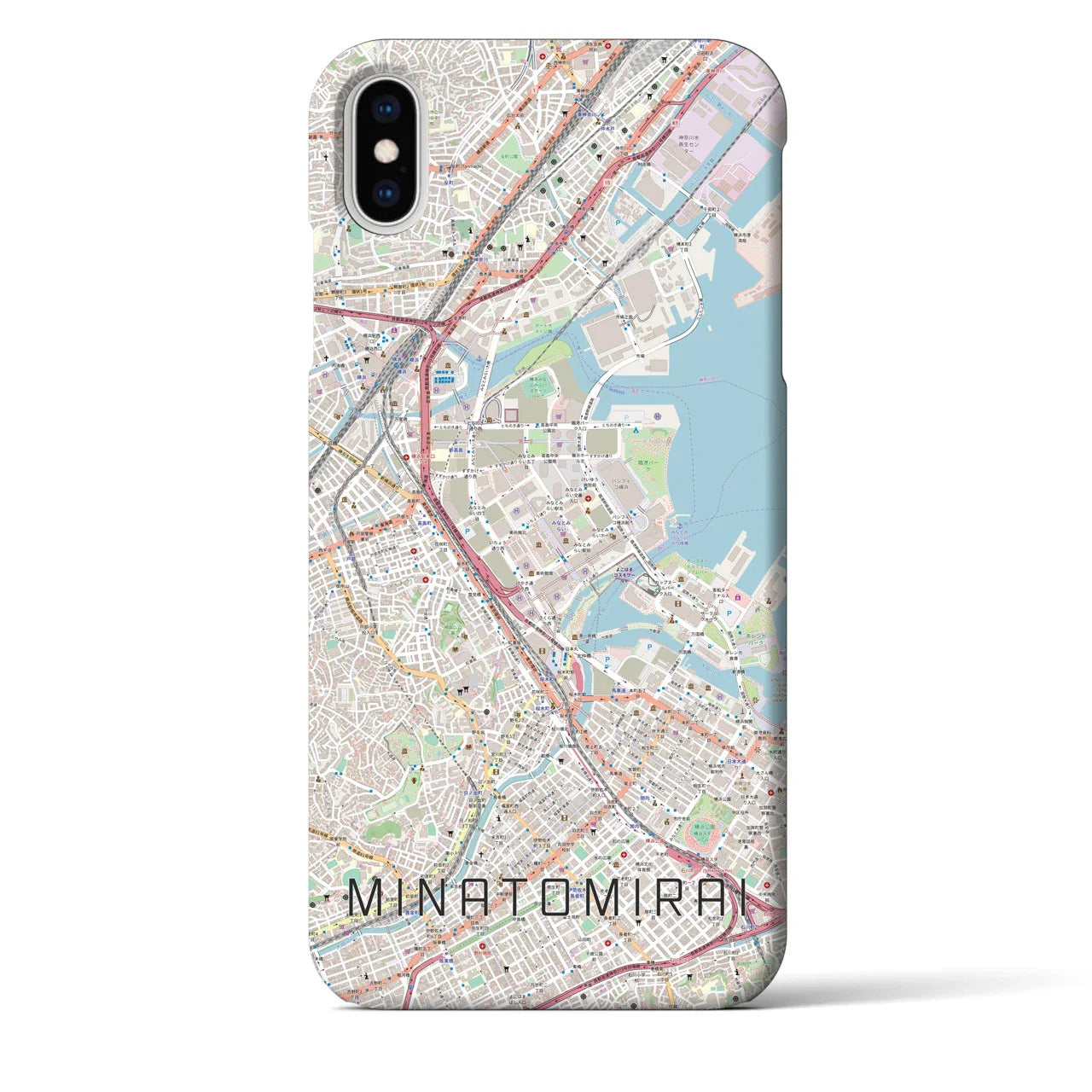 【みなとみらい(神奈川県)】地図柄iPhoneケース(バックカバータイプ)