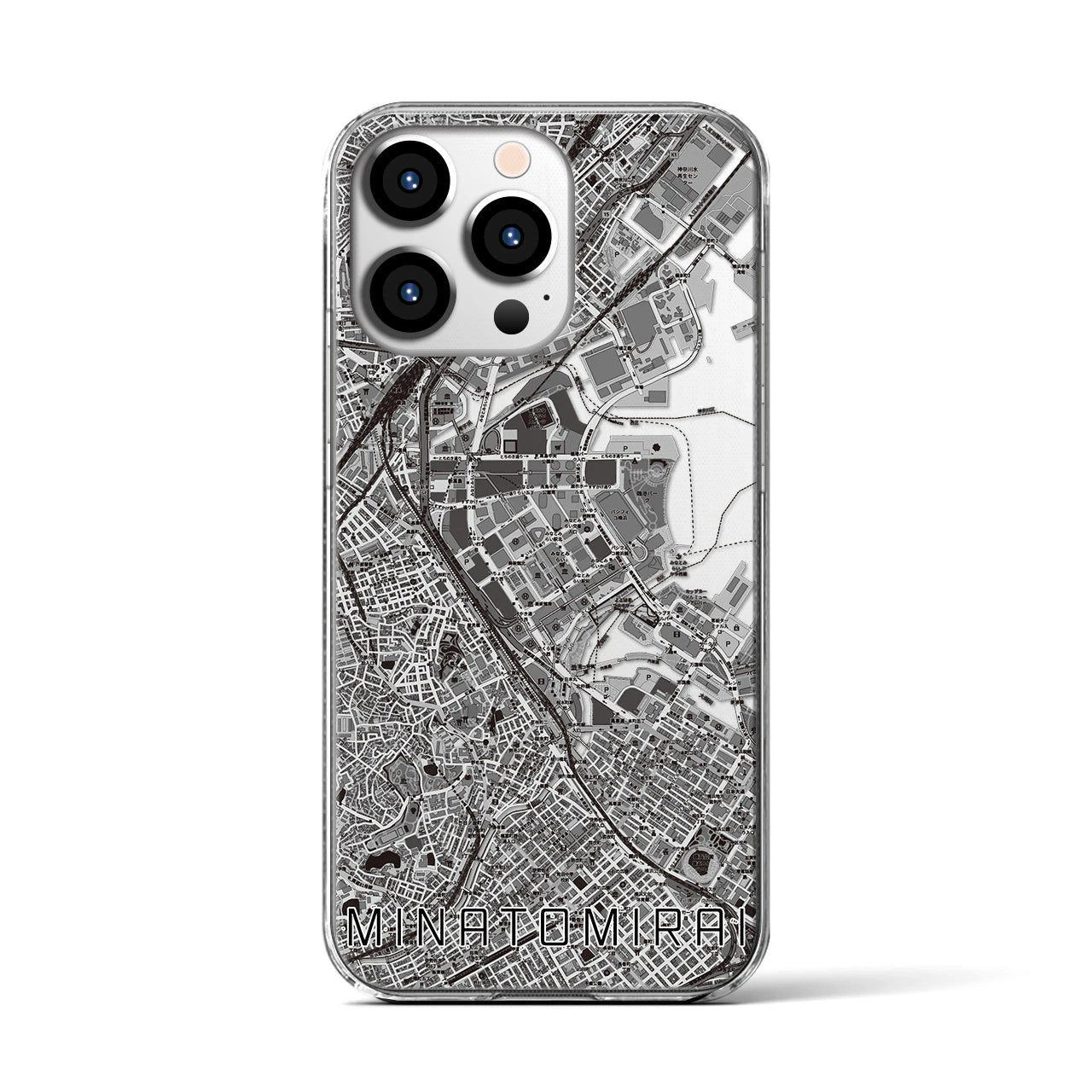 【みなとみらい(神奈川県)】地図柄iPhoneケース(クリアタイプ)