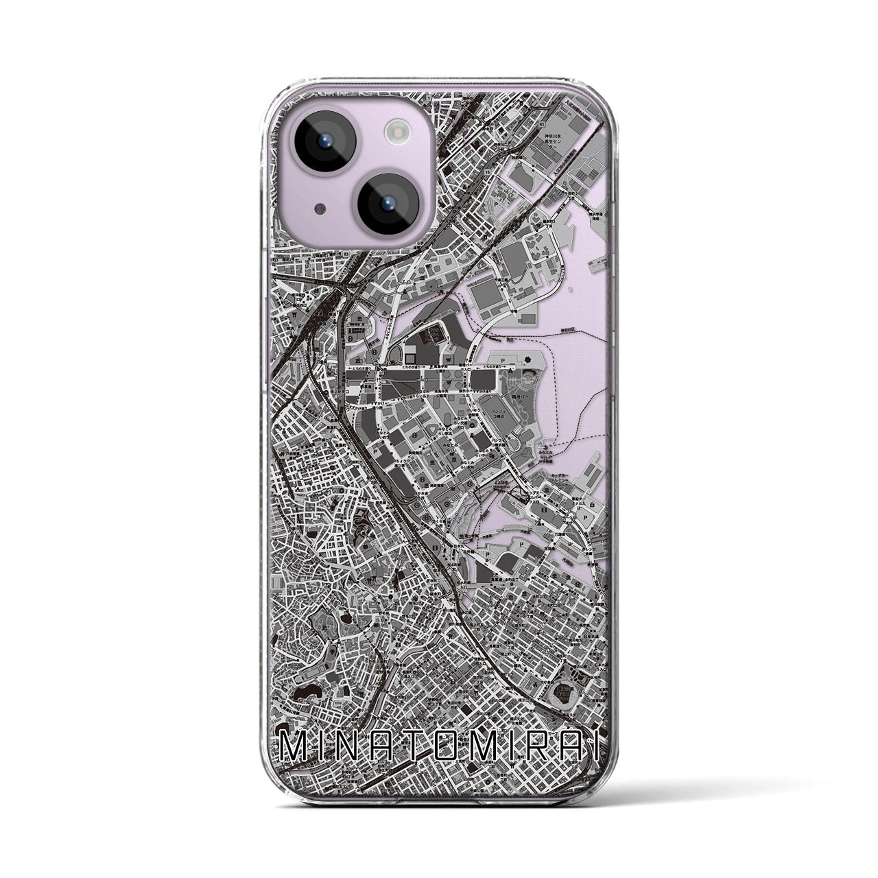 【みなとみらい(神奈川県)】地図柄iPhoneケース(クリアタイプ)