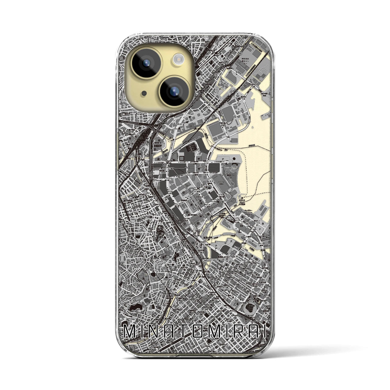 【みなとみらい(神奈川県)】地図柄iPhoneケース(クリアタイプ)