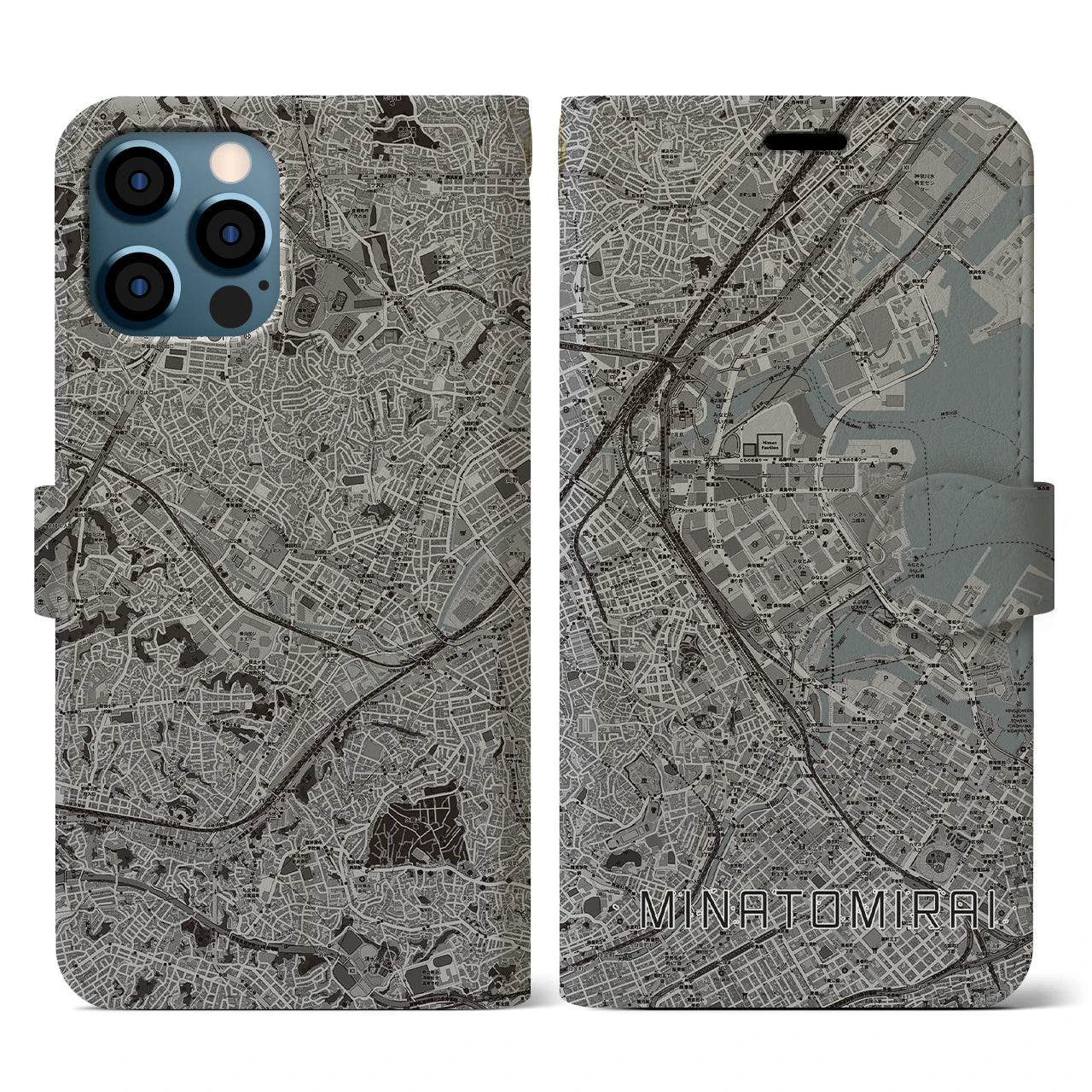 【みなとみらい(神奈川県)】地図柄iPhoneケース(手帳タイプ)