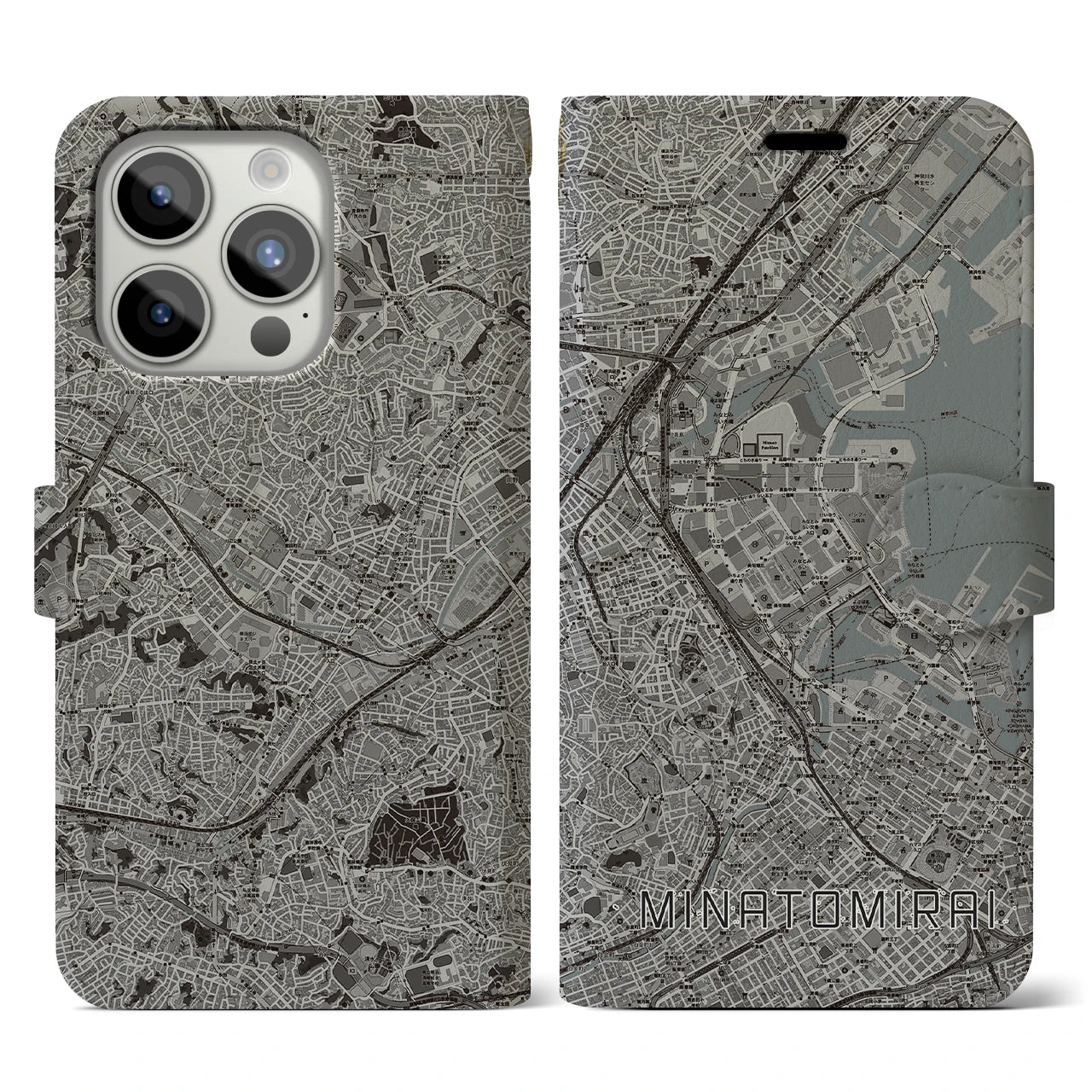 【みなとみらい(神奈川県)】地図柄iPhoneケース(手帳タイプ)
