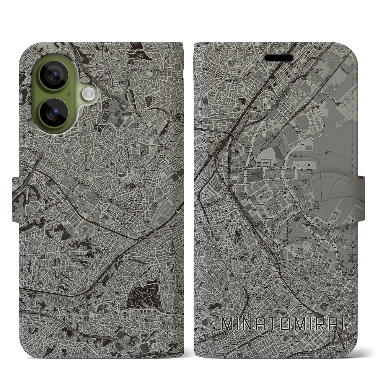 【みなとみらい(神奈川県)】地図柄iPhoneケース(手帳タイプ)