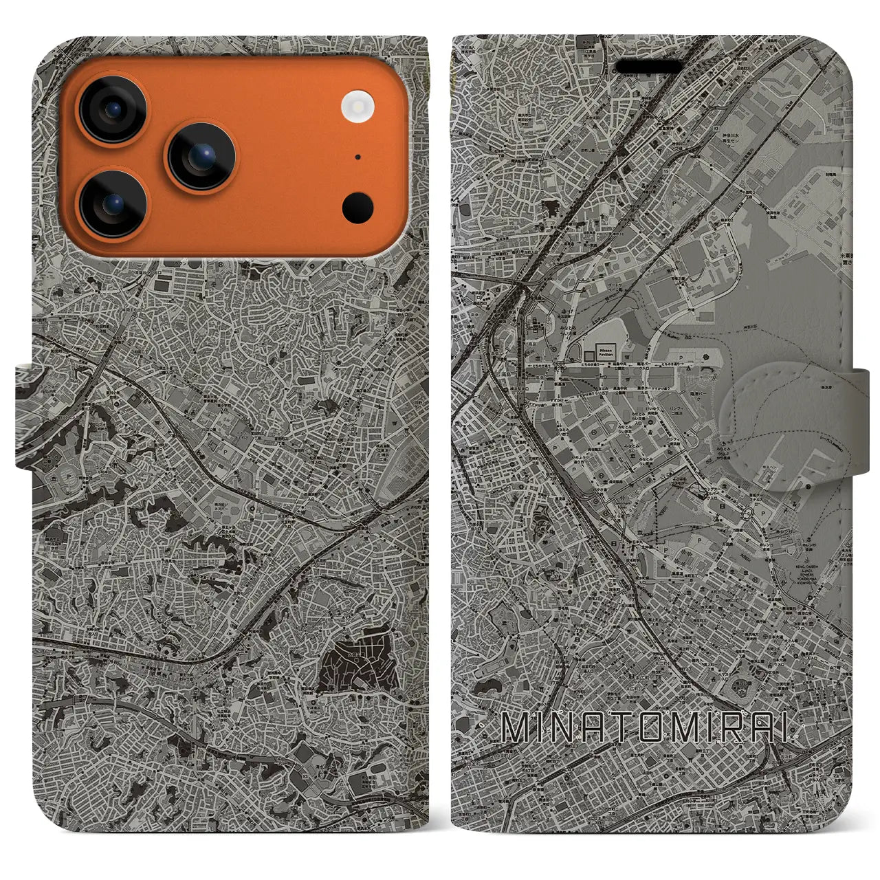 【みなとみらい(神奈川県)】地図柄iPhoneケース(手帳タイプ)