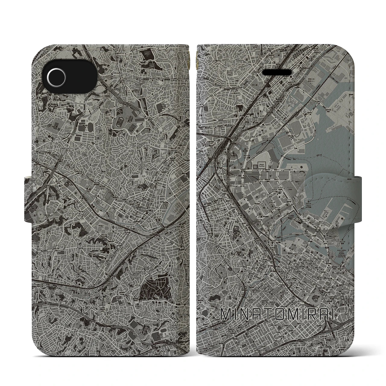 【みなとみらい(神奈川県)】地図柄iPhoneケース(手帳タイプ)