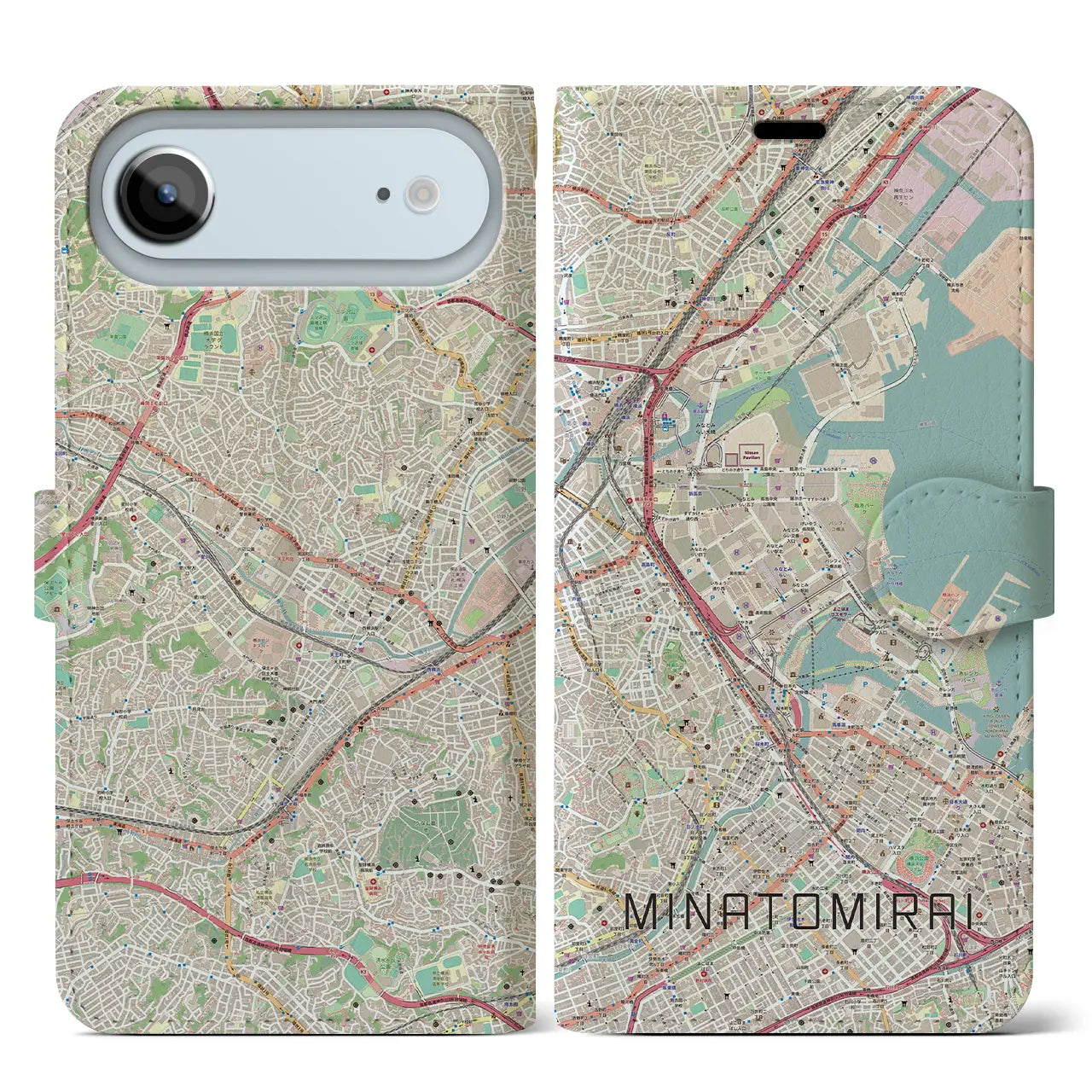 【みなとみらい(神奈川県)】地図柄iPhoneケース(手帳タイプ)