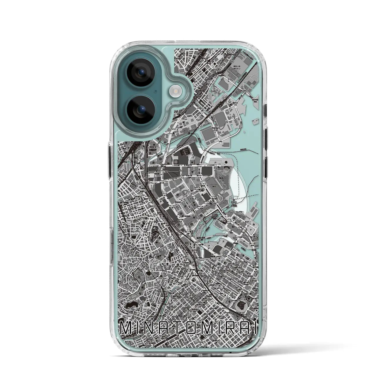 【みなとみらい(神奈川県)】地図柄iPhoneケース(MagSafeタイプ)モノトーン・iPhone 16 Pro 用