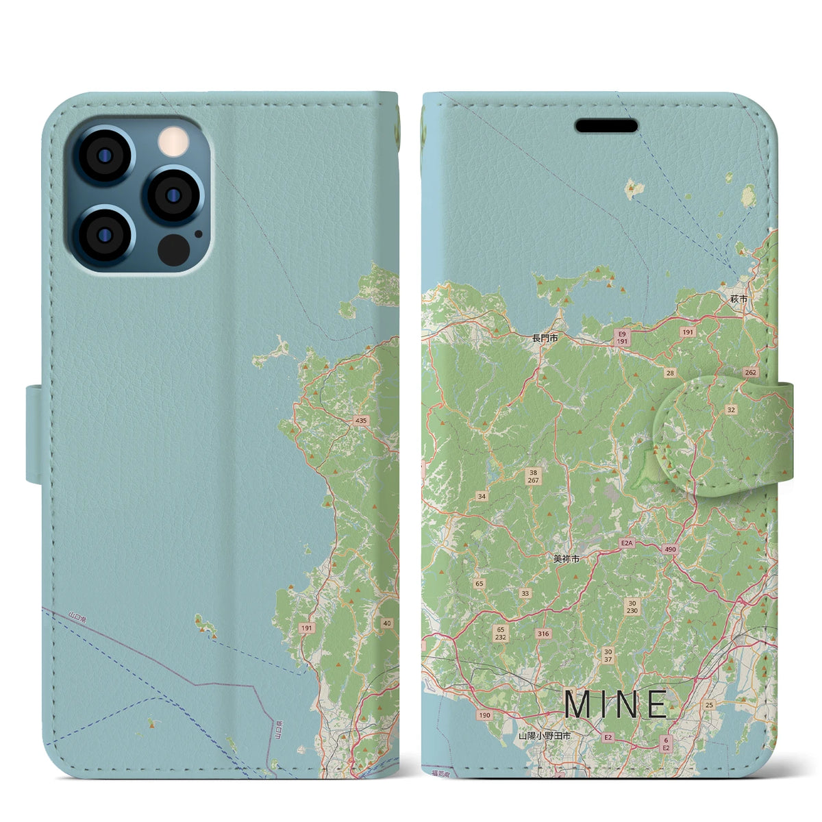 【美祢2(山口県)】地図柄iPhoneケース(手帳タイプ)