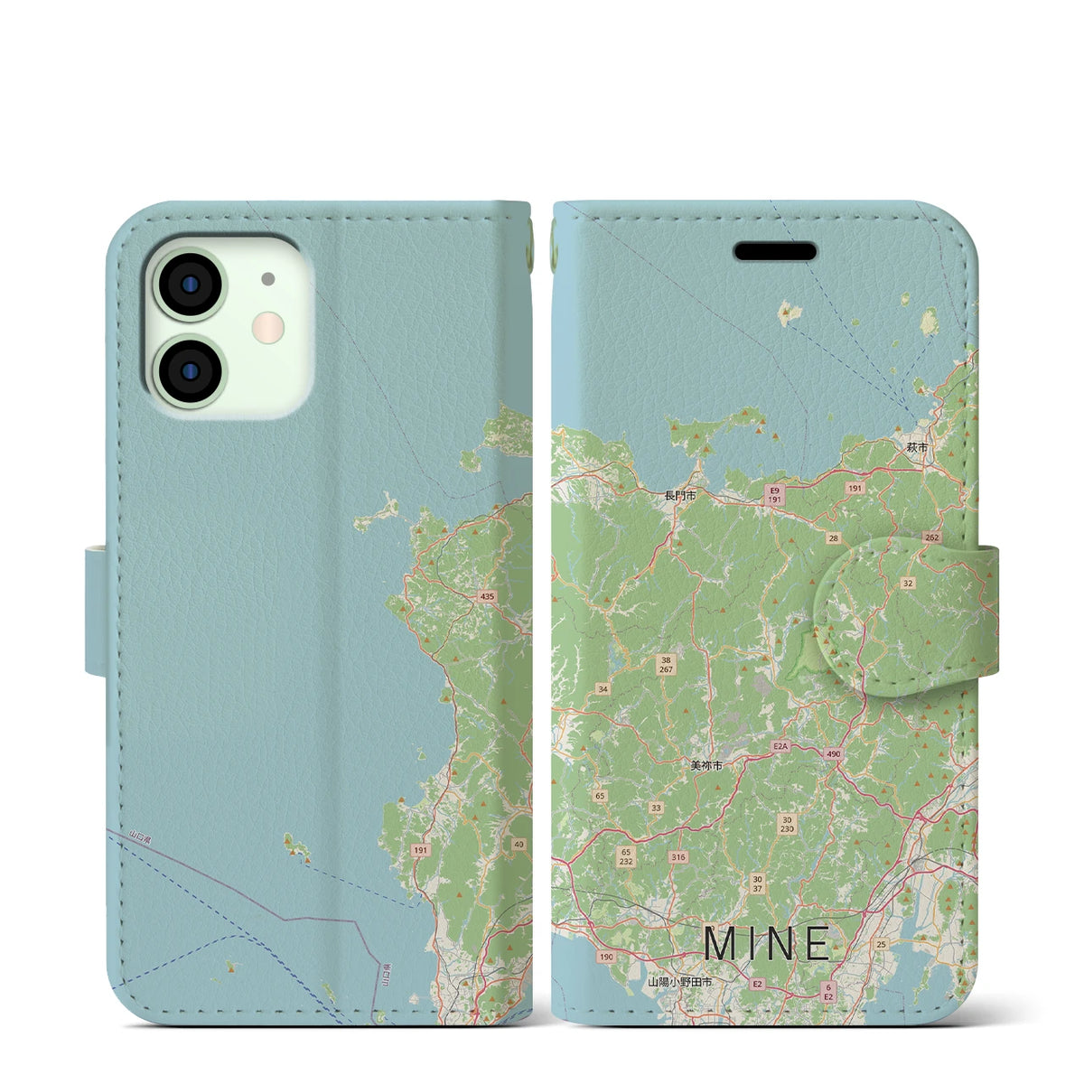 【美祢2(山口県)】地図柄iPhoneケース(手帳タイプ)