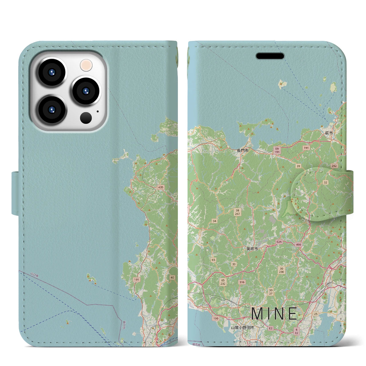 【美祢2(山口県)】地図柄iPhoneケース(手帳タイプ)