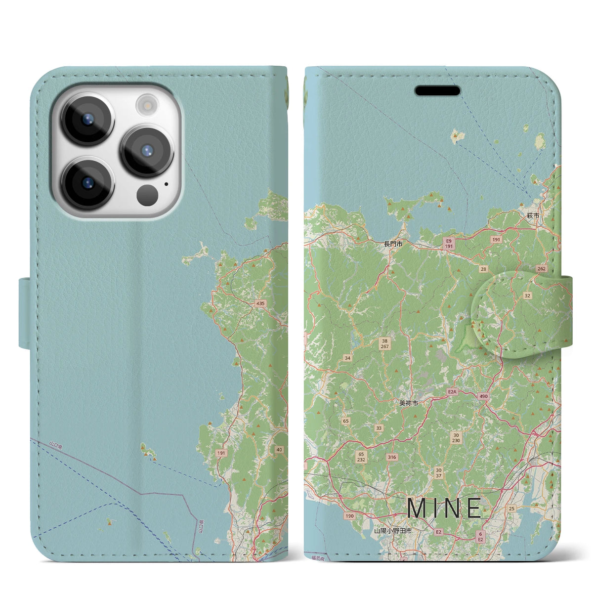 【美祢2(山口県)】地図柄iPhoneケース(手帳タイプ)