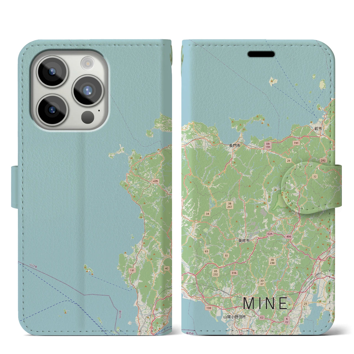 【美祢2(山口県)】地図柄iPhoneケース(手帳タイプ)