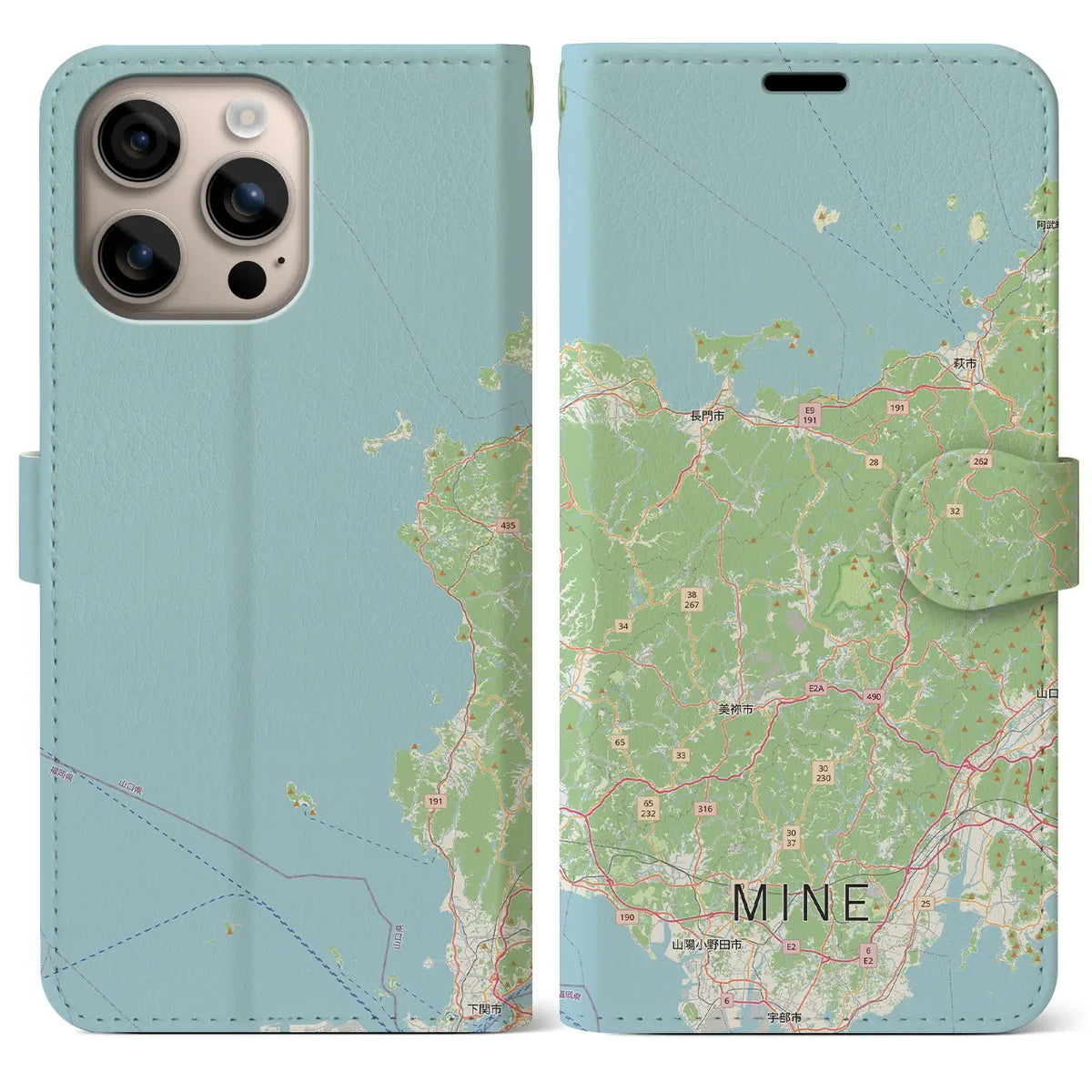 【美祢2(山口県)】地図柄iPhoneケース(手帳タイプ)